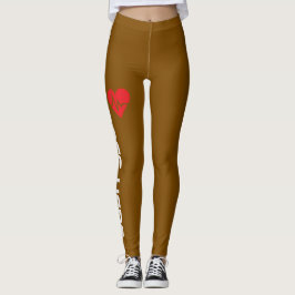Legging Coração Batendo Personalizado sobre Marrom