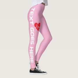 Legging Coração Batendo Personalizado sobre Rosa