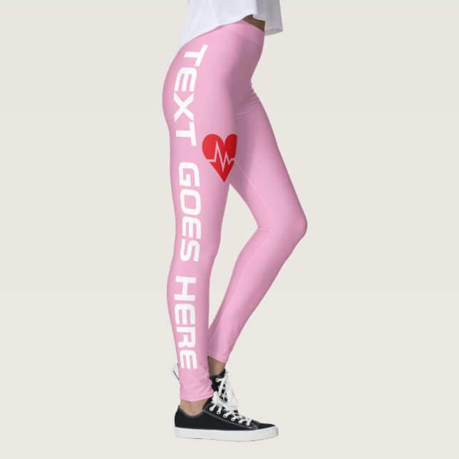 Legging Coração Batendo Personalizado sobre Rosa (Direita)
