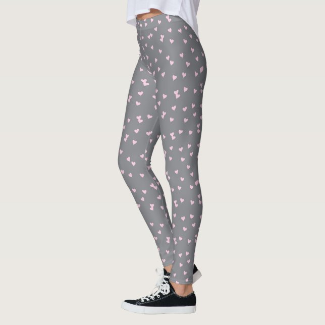 Legging Coração Cor-de-Rosa Bonito em Cinza (Esquerda)