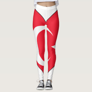 Legging Coração da bandeira de Turquia