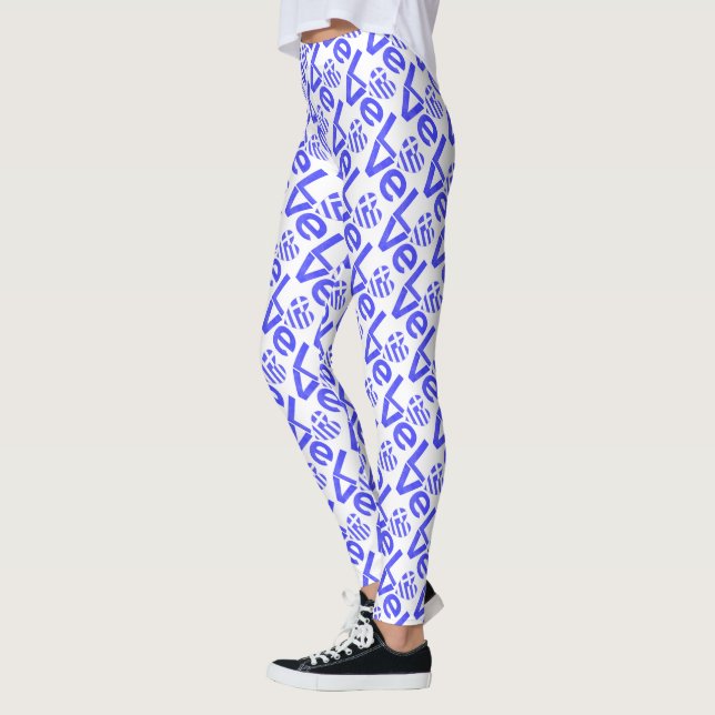 Legging Coração da Bandeira Grega Azul LOVE Azulejado (Esquerda)