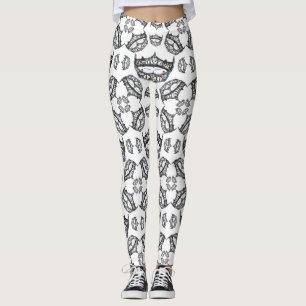 Legging Coração da Rainha de Prata Coroa Tiaras