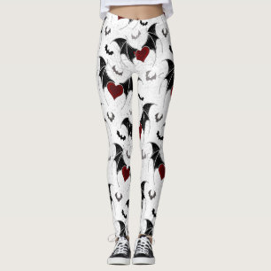 Legging Coração de Halloween com asas de morcego preto