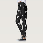 Legging Coração Escandinavo Bonito Preto e Branco<br><div class="desc">Leggings Escandinavas do Coração Branco Negro</div>