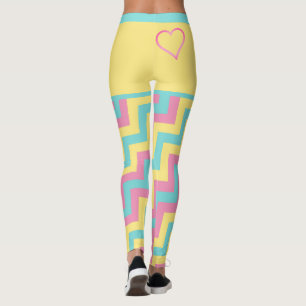 Legging Coração Geométrica Moderna Colorida Brilhante com