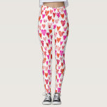 Legging Coração Padrão Vermelho Cor-de-Rosa Moderno<br><div class="desc">Padrão cardíaco moderno contemporâneo em vermelho,  rosa e laranja. Design brilhante e feliz. Arte original de Nic Squirrell.</div>