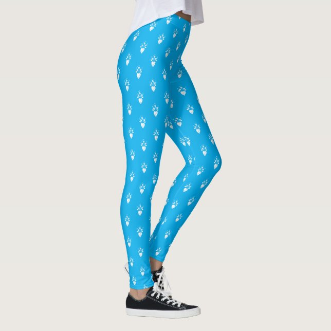 Legging Coração romântico português em padrão florescente (Direita)
