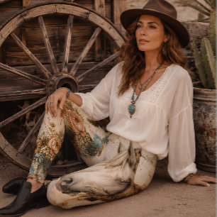 Legging Coração Selvagem Oeste Cowgirl Alma Boho Cavalo Tu