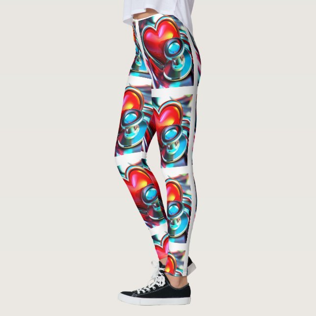 Legging Coração Vermelho e Estetoscópio Cromo (Esquerda)