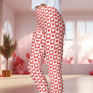 Legging Coração Xadrez Vermelho e Branco no Dia dos Namora
