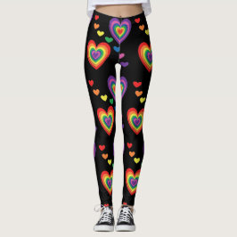Legging Corações Arco-Íris Divertidos e Coloridos