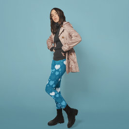 Legging Corações Azuis Rabiscados