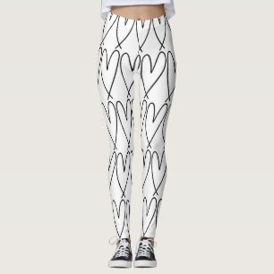 Legging Corações Bonitos e Caprichados Preto e Branco