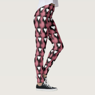 Legging Corações Brancos No Painel Vermelho