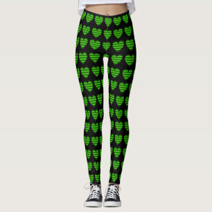 Legging Corações com Linhas Verdes