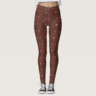 Legging Corações da polca no marrom do kilim