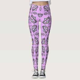 Legging Corações da Rainha Silver Coroa Tiara — legenda li