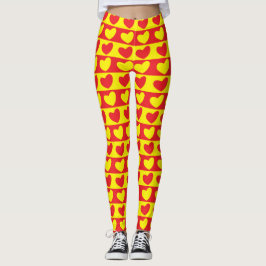 Legging Corações de Amor Amarelo Vermelho