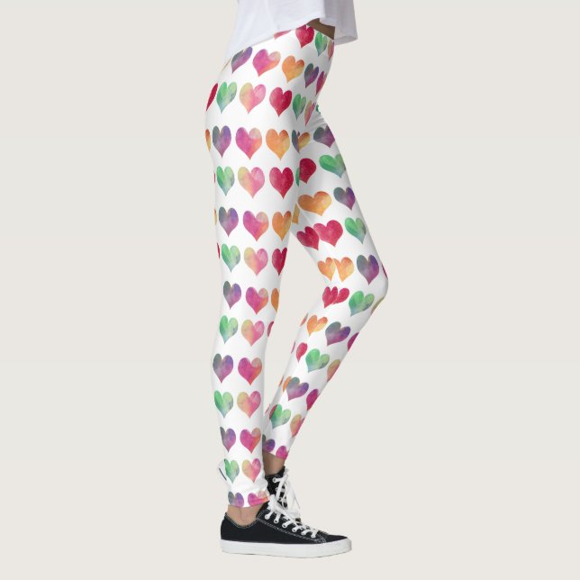 Legging Corações de Aquarela Arco-Íris (Direita)
