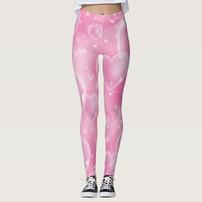 Legging Corações de Bolhas Rosa Bonito Menina dos 90 (Frente)