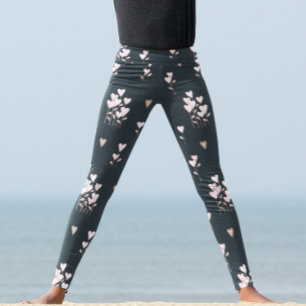 Legging Corações de Flores Água-Marinha Dia dos Namorados