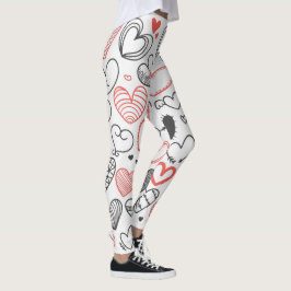 Legging Corações de grafite curiosos e divertidos