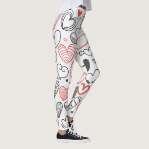 Legging Corações de grafite curiosos e divertidos