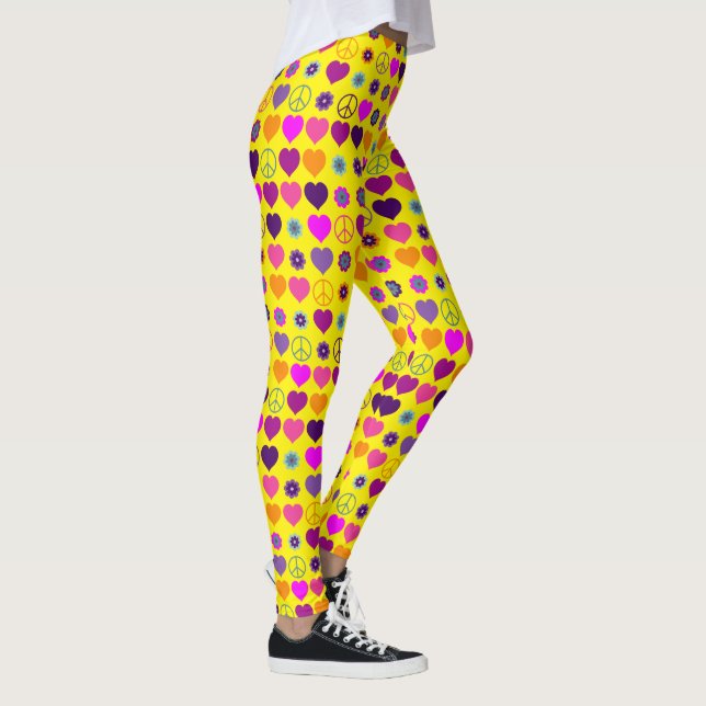 Legging Corações de Poder Flor Padrão de Blogues de Paz (Direita)