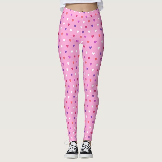 Legging Corações de polca a rosa (Frente)