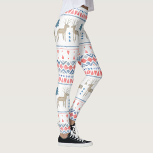 Legging Corações de Rena Nórdicos e Listras Fairisle