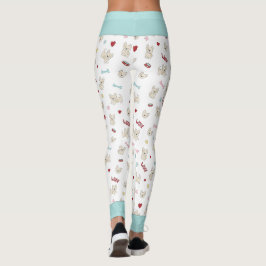 Legging Corações de touros franceses, cão-de-pata, cão-de-