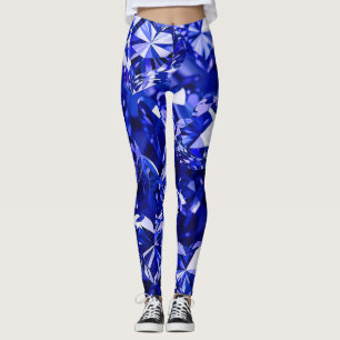 Legging Corações Diamantes de Cristal Azul