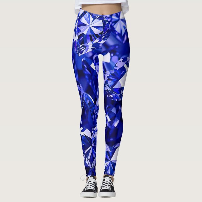 Legging Corações Diamantes de Cristal Azul (Frente)