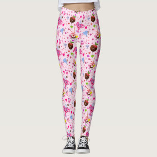 Legging Corações Doces Kawaii e Chocolate