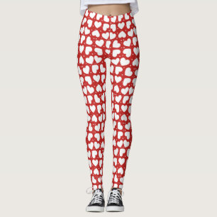 Legging Corações e bolinhas brancos em caneleiras