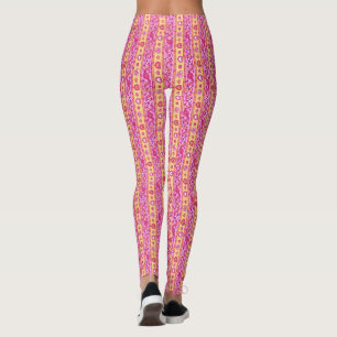 Legging Corações e estampas floridas cor-de-rosa amarelo