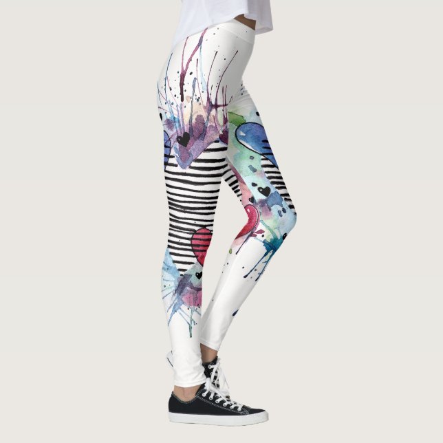 Legging Corações E Lavações Em Aquarela (Direita)