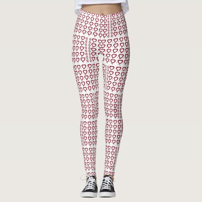 Legging Corações e pequenos pontos vermelho e branco Desig (Frente)