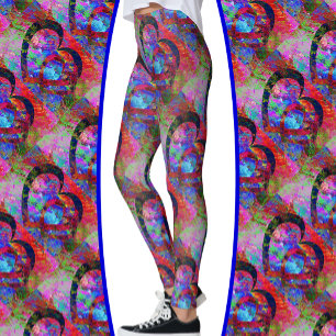 Legging Corações Enturados com Folhas de Aquarela