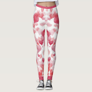 Legging Corações flutuantes rosa vermelho