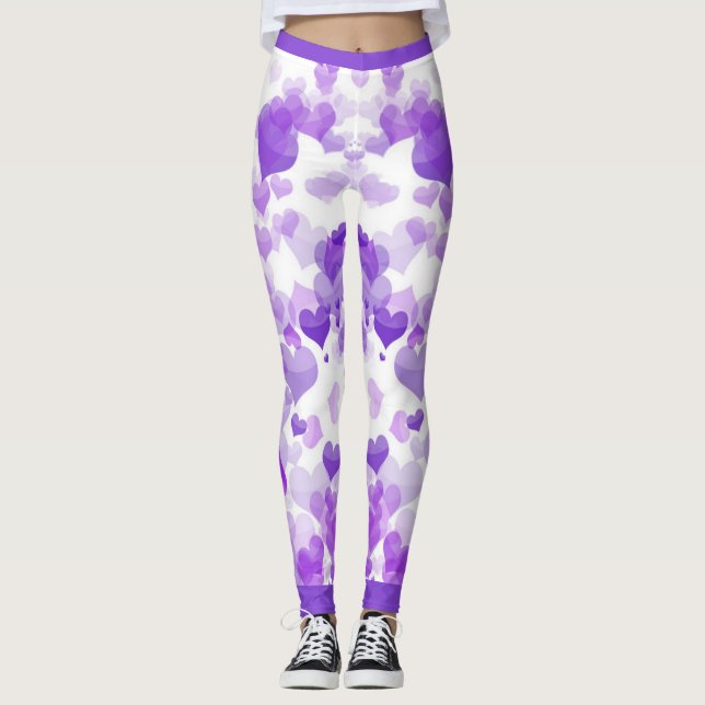 Legging Corações flutuantes roxos (Frente)