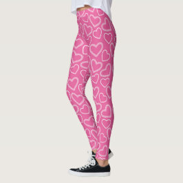 Legging Corações Grandes e Doces Rosa e Branco Feminino