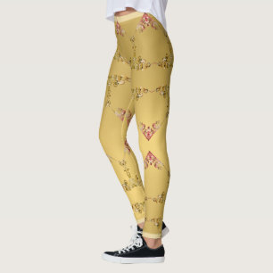 Legging Corações ornamentados em Ochre Ouro