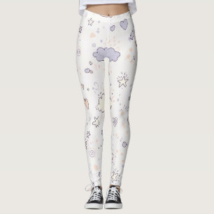 Legging Corações Pastéis e Nuvens Sonho de Aquarela (7)