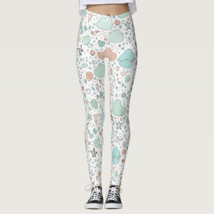Legging Corações Pastéis e Nuvens Sonho em Aquarela (3)