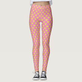 Legging Corações Pequenos Pernas Amarelas Rosa