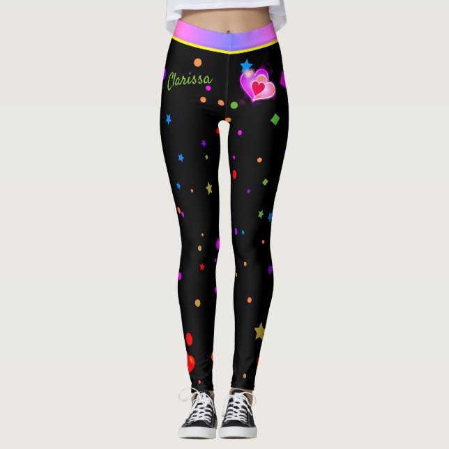 Legging Corações Rosa-namorados Aniversário Festivo (Frente)