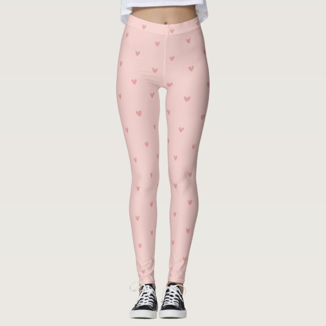 Legging Corações Rosa Pastel Fofos (Frente)