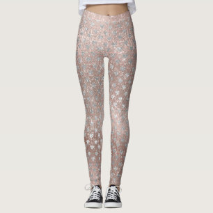 Legging Corações Rosa-Rosa-Rosa-Rosa-Dourada Esbranquiçada